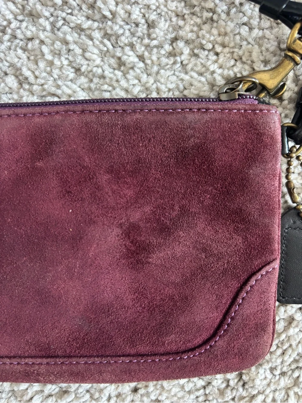 Coach suede wristlet w/ black strap